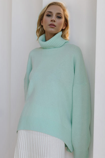 Basic Bae Turtleneck Dropped Shoulder Long Sleeve Sweater