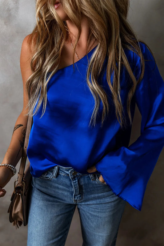 One Shoulder Long Sleeve Blouse